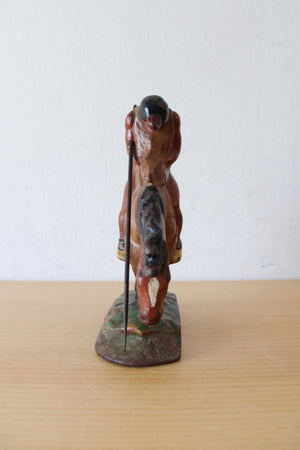 Vintage Painted Cast Iron End Of The Trail Bookend