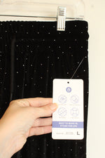 NEW OTOS Black Velvet with Rhinestones Lounge Pants | L