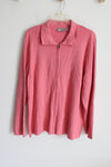 Croft & Barrow Pink Knit Zip Up Sweater Jacket | 3X