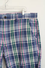 St. John's Bay Blue Pink & Green Plaid Shorts | 40