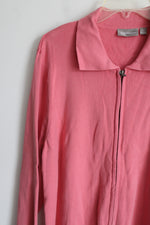 Croft & Barrow Pink Knit Zip Up Sweater Jacket | 3X