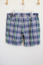 St. John's Bay Blue Pink & Green Plaid Shorts | 40