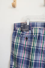 St. John's Bay Blue Pink & Green Plaid Shorts | 40