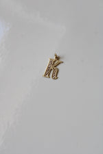 14K "K" Initial Two-Tone Necklace Pendant
