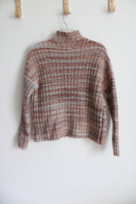 Marled Reunited Clothing Pink Knit Mock Neck Sweater | XS