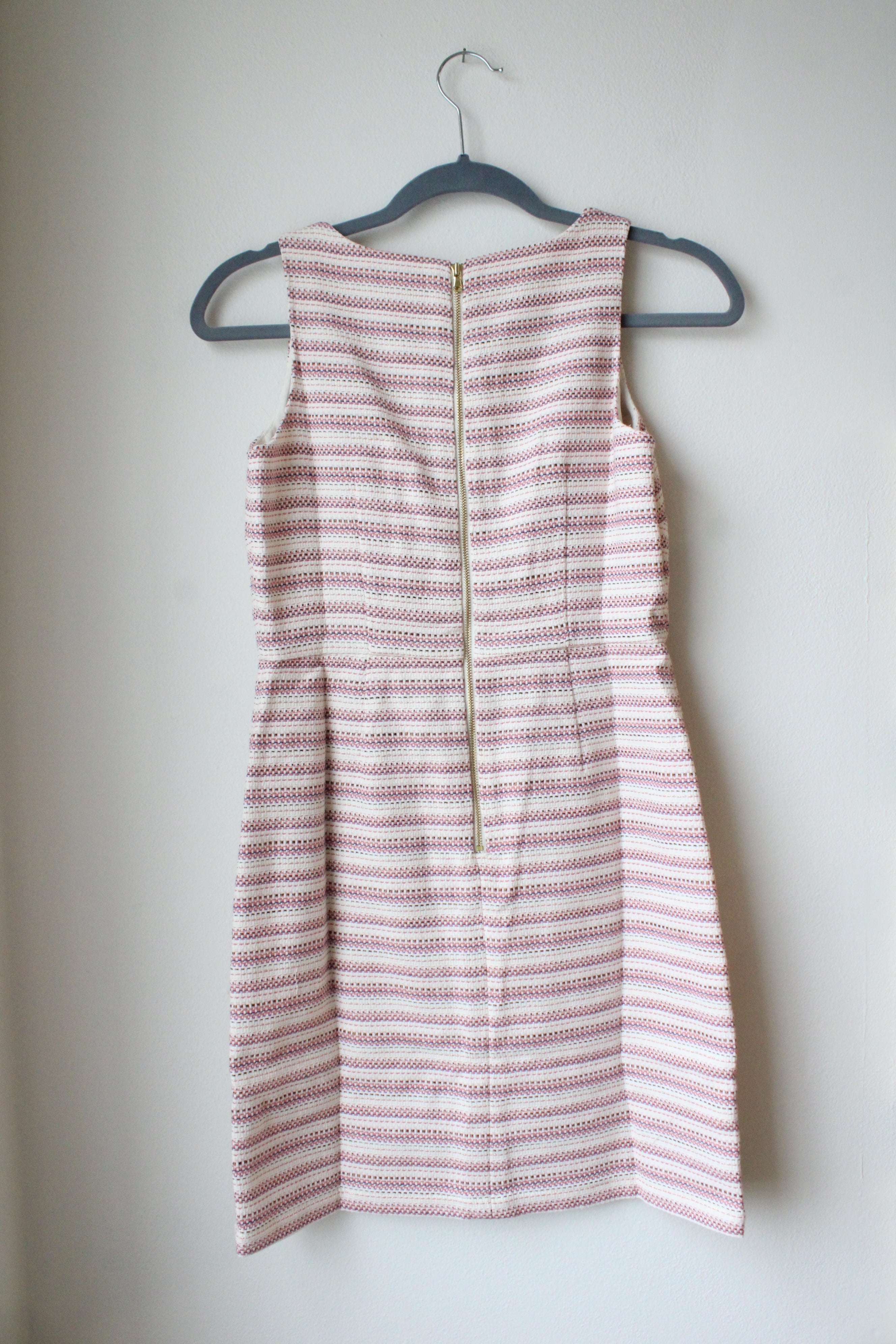 Loft Petite Textured Stripe Pocket Sheath Dress Size 0 Pink Women's