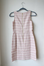 NEW LOFT Cream & Pink Striped Metallic Sheath Dress | 0 Petite