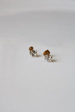 14K Yellow Gold Crystal Oval Stud Earrings