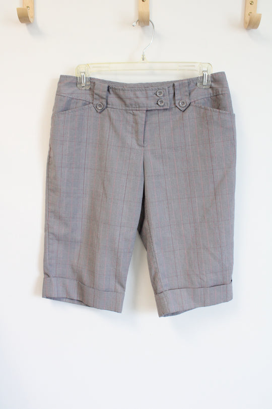 Tracy Evans Limited Gray Red Plaid Bermuda Shorts | 7