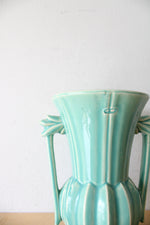 McCoy Teal Double Handled Pottery Vase