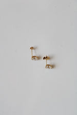 14K Yellow Gold Crystal Oval Stud Earrings