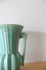 McCoy Teal Double Handled Pottery Vase