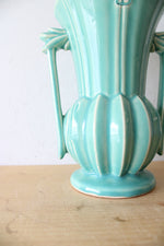 McCoy Teal Double Handled Pottery Vase