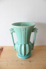 McCoy Teal Double Handled Pottery Vase