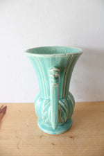 McCoy Teal Double Handled Pottery Vase