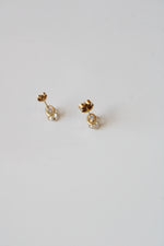 14K Yellow Gold Crystal Oval Stud Earrings