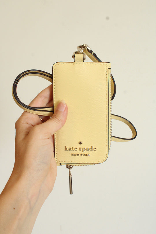 Kate Spade Butter Yellow Staci Card Holder Lanyard