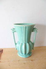 McCoy Teal Double Handled Pottery Vase