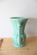 McCoy Teal Double Handled Pottery Vase