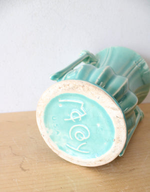 McCoy Teal Double Handled Pottery Vase