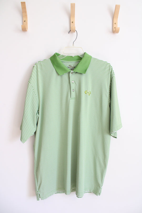 Green & White Striped Polo Shirt | XL