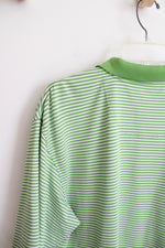 Green & White Striped Polo Shirt | XL