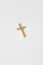 14K Yellow Gold Etched Cross Necklace Pendant