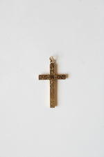 14K Yellow Gold Etched Cross Necklace Pendant