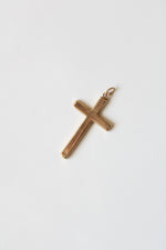 14K Yellow Gold Etched Cross Necklace Pendant