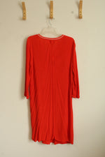 Old Navy Orange Embroidered 3Q Sleeve Dress | L