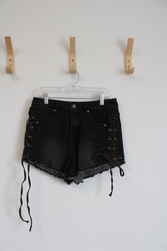 Madden NYC Black Cutoff Lace-Up Shorts | 4