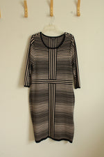 Roz & Ali Gray and Black 3Q Sleeve Sweater Dress | XL