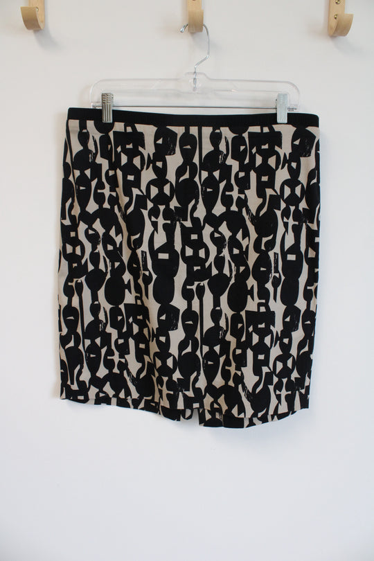 Black & Tan Patterned Pencil Skirt | 12