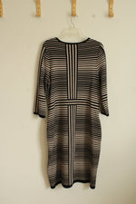 Roz & Ali Gray and Black 3Q Sleeve Sweater Dress | XL