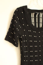 Roz & Ali Black and White Dot Textured Sweater Dress | XL