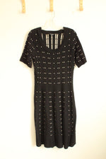 Roz & Ali Black and White Dot Textured Sweater Dress | XL