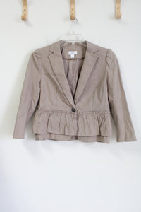 Ann Taylor LOFT Tan Peplum Blazer | 10 Petite