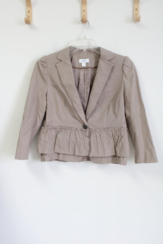 Ann Taylor LOFT Tan Peplum Blazer | 10 Petite