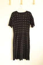 Roz & Ali Black and White Dot Textured Sweater Dress | XL