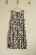 Gap Gray & White Floral Fit & Flare Pocket Dress | 2