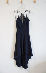 Windsor Navy Lace Open Back Fit & Flare High/Low Dress | XS