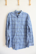 Cabela's Blue Yellow & Brown Plaid Button Down Shirt | L Tall