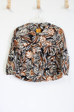 Ruby Rd. Black Brown Floral Denim Jacket | 6 Petite