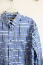 Cabela's Blue Yellow & Brown Plaid Button Down Shirt | L Tall