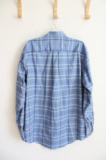 Cabela's Blue Yellow & Brown Plaid Button Down Shirt | L Tall