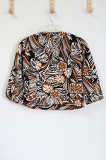 Ruby Rd. Black Brown Floral Denim Jacket | 6 Petite