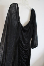 Jump Apparel Black Glitter Ruched Long Sleeved Bodycon Dress | XL