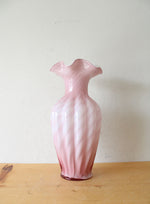 Vintage Fenton Pink Swirl Ruffled Edge Vase