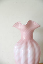 Vintage Fenton Pink Swirl Ruffled Edge Vase