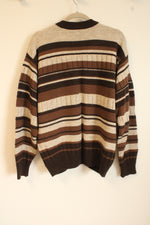 John Blair Vintage Brown Striped Wool Blend Cardigan | M